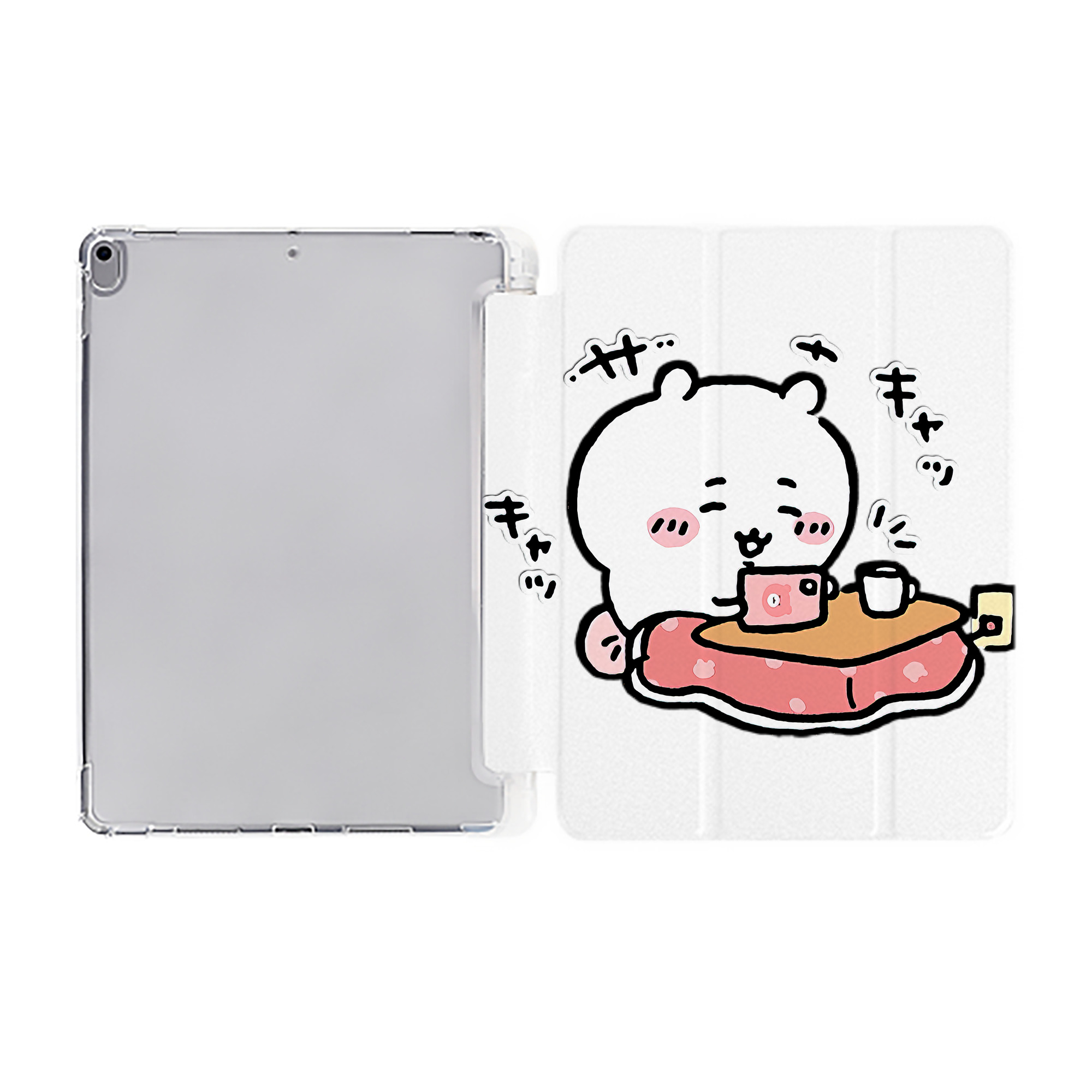 （画像用） ちいかわ ちいかわ Chii-kawa chiikawa IPad ケース ペン収納付き 三つ折りスタンド PUレザー×シリコン 対応機種9.5/10.5/10.9インチ